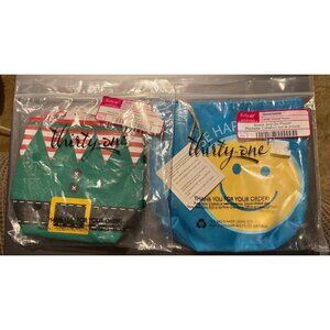 Lot Of 2 Thirty-One Snack & Go Pouches Elf & Smile Design Reusable Eco-Friendly